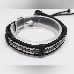 Men's Bracelet‎ Leather Layered Black New f35